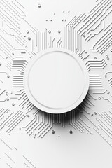 Obraz premium Abstract white background with circuit board and round button