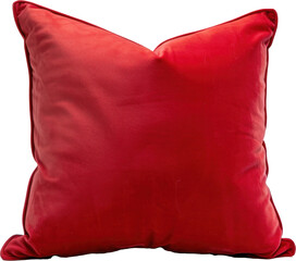 Red cushion isolated on transparent background as mockup 1