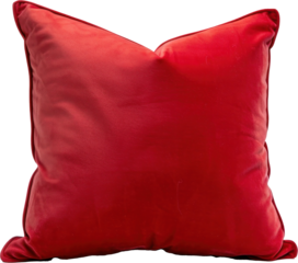 Red cushion isolated on transparent background as mockup 1