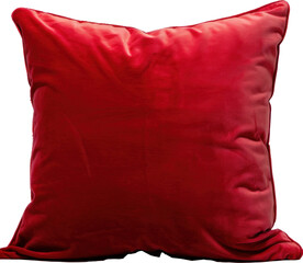 Red cushion isolated on transparent background as mockup 3