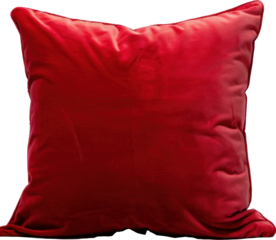 Red cushion isolated on transparent background as mockup 3