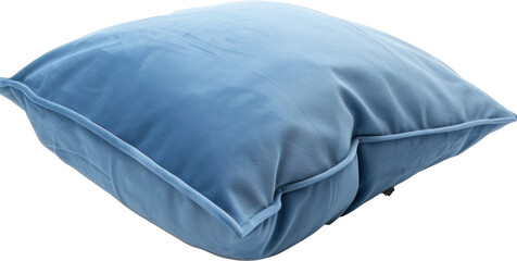 Blue thick cushion isolated on transparent background as mockup 2