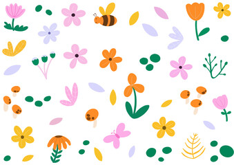 pattern with colorful flowers – vibrant floral illustration for home decor and greeting cards