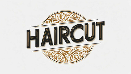 Obraz premium Haircut typography lettering decorative design on plain white background