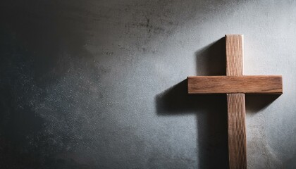 Wooden Cross on a Gray Concrete Background
A wooden cross on the right side against a clean, smooth gray concrete background, providing a minimalist and modern look.