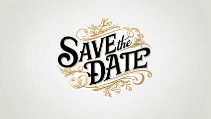 save the date typography lettering decorative design on plain white background
