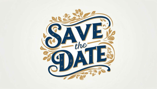 save the date typography lettering decorative design on plain white background
