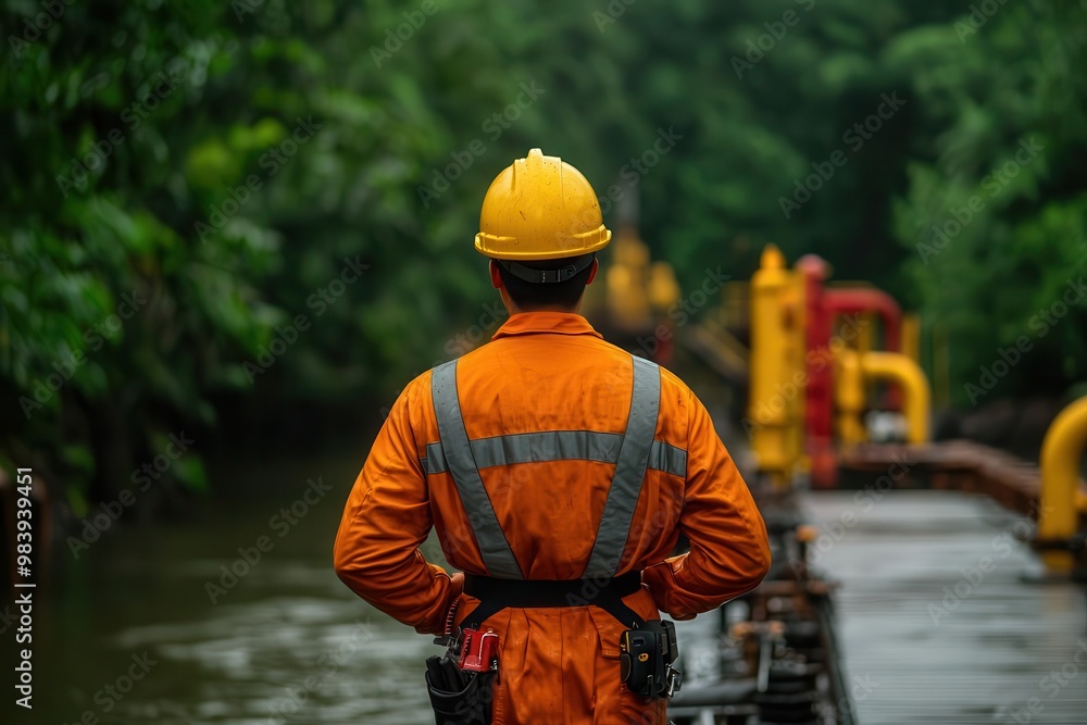 Poster a petroleum engineer implementing waterflooding techniques to maintain pressure in oil reservoirs an