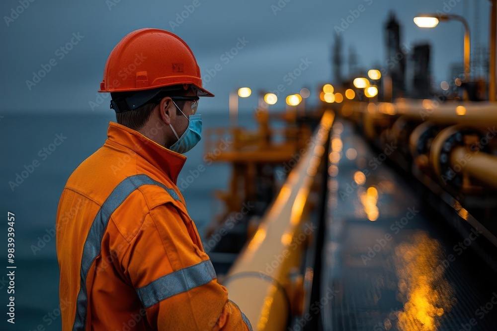 Poster a petroleum engineer implementing waterflooding techniques to maintain pressure in oil reservoirs an