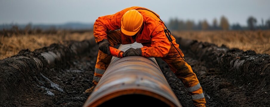 A technician testing the integrity of a hydrogen pipeline using advanced sensors to detect leaks and ensure safety, hydrogen pipeline leak detection, safety monitoring technology