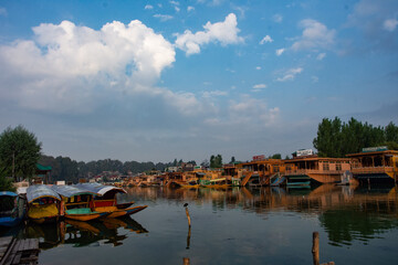 boat on the river with morning sky