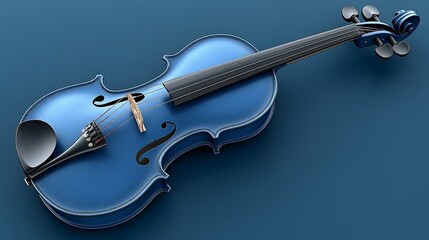 A stunning blue violin elegantly crafted, resting on a smooth surface, showcasing its artistic details and musical beauty.
