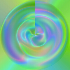 A vibrant abstract design with dynamic, flowing shapes in shades of pink, purple, blue and yellow. The swirling, ribbon-like shapes create a sense of movement and energy against the backdrop