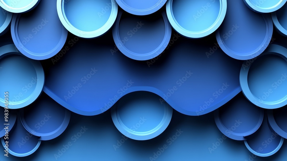 Poster abstract blue pattern featuring circular shapes layered in harmony, ideal for backgrounds or design 