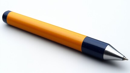 Close-up of a vibrant orange pen on a clean white background, highlighting its sleek design and fine point.