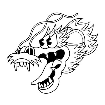 Naklejki Doodle cute character illustration dragon sticker outline
