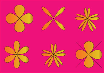 Art & Illustraset simple flat flower icons  bright colorstion