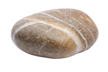 Smooth grey and white striped river rock isolated on transparent background
