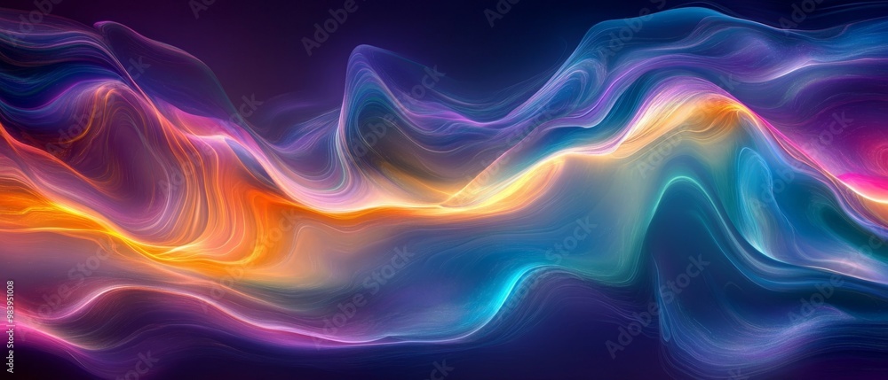Poster colorful abstract waves of light blend seamlessly in a vibrant display of energy and motion against 