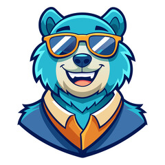 Naklejka premium Cartoon Bear Character Head Portrait in Avatar Style 