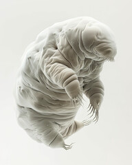 Floating Tardigrade in Hibernation, Softly Lit with Emphasized Textured Skin and Claws