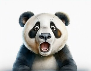 Obraz premium Surprised panda with wide eyes and open mouth, reacting in amazement