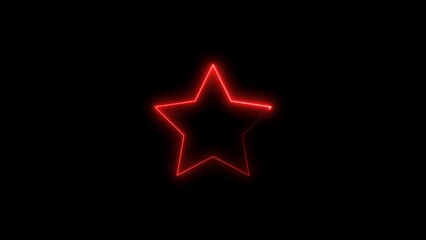 star neon glowing magenta red color frame 4k illustration. star icon black background 4k illustration.