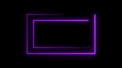  Rectangle frame neon light loading icon purple color 4k illustration. black background 4k illustration.