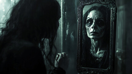 A witch standing in front of an ancient stone circle, her staff raised to summon the spirits of the ancestors.