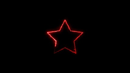 star neon glowing magenta red color frame 4k illustration. star icon black background 4k illustration.