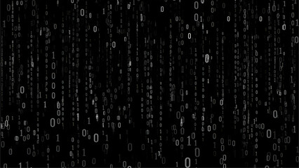 Vector matrix background. Stream of binary code on screen. Data and technology, decryption and encryption, computer matrix background numbers 1,0. Coding or Hacker concept. Vector illustration