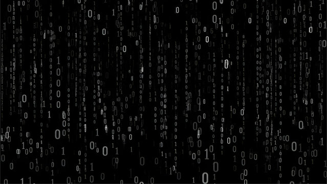 Vector matrix background. Stream of binary code on screen. Data and technology, decryption and encryption, computer matrix background numbers 1,0. Coding or Hacker concept. Vector illustration