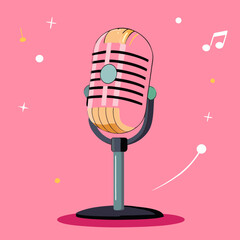 microphone mic icon, voice icon symbol buttons,  website design, logo, app, pink background