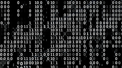 Vector matrix background. Stream of binary code on screen. Data and technology, decryption and encryption, computer matrix background numbers 1,0. Coding or Hacker concept. Vector illustration