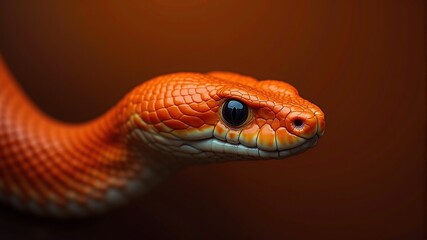 orange snake with black eyes close-up