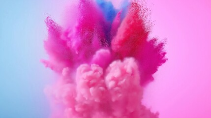 Fototapeta premium A pink and blue explosion of smoke and dust. The pink and blue colors are vibrant and eye-catching, creating a sense of energy and excitement. The smoke and dust are swirling and dancing in the air