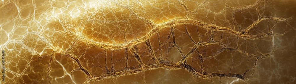 Poster abstract close-up image showcasing intricate patterns of gold and brown hues with a textured surface