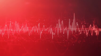 Obraz premium Abstract audio wave representation in red tones, perfect for illustrating music, sound, or technology themes in creative projects.