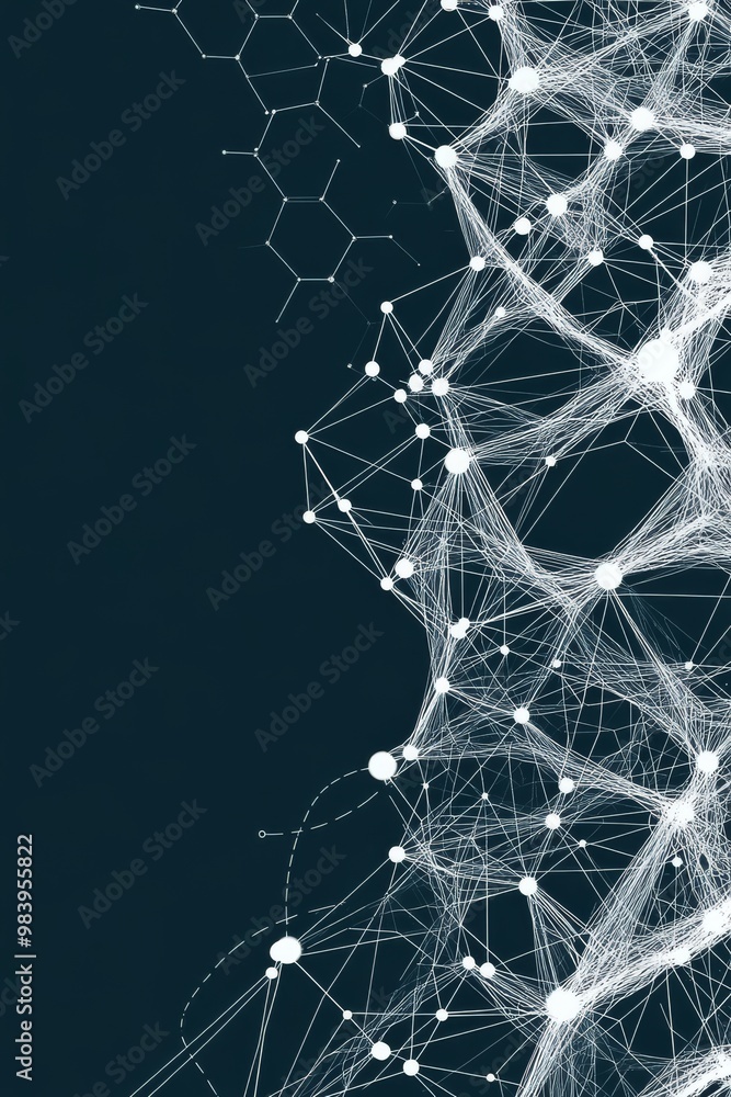 Poster abstract network of connections representing data flow and communication in a technological environm
