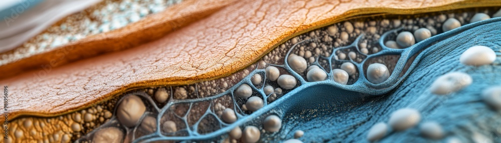 Poster abstract textures featuring colorful layers with bubbles, perfect for backgrounds or artistic projec