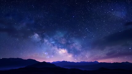 Fototapeta premium Beautiful Blue Skies with Nature, Moon ,Cloud ,Beach scenery, Tree, night -Anime concept Background