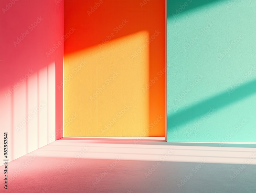 Poster Colorful Room with Sunlight and Shadows.