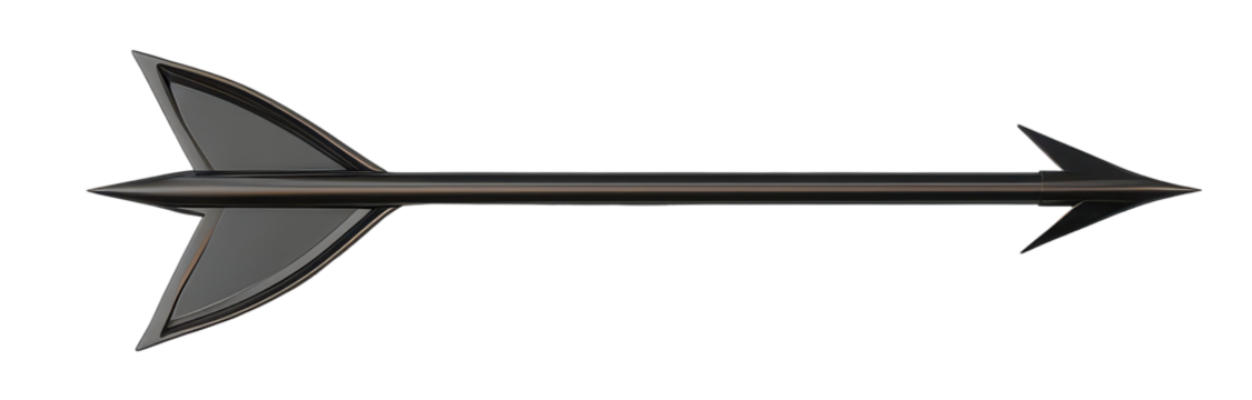 Straight black arrow pointing right with transparent background.