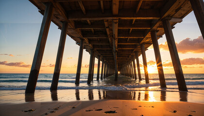 Coucher de soleil sous le ponton
