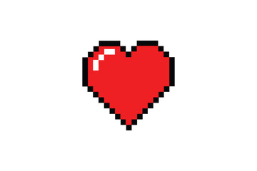 Pixel art heart. love color icon valentine. red hear