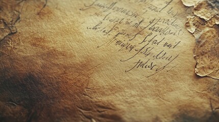 Vintage Handwritten Document with Worn Parchment-Like Texture