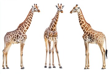 Naklejka premium Set of full body giraffe isolated on white background