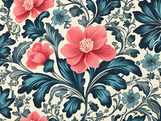 seamless pattern with flowers,Ai generated 
