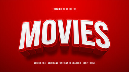 Movies editable text effect, action text style effect with 3D style