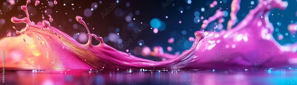 Poster vibrant splash of colorful paint against a dark background, creating a stunning visual effect of mot